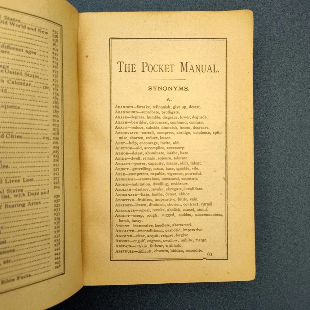 1890's Pocket Manual Ready Reference Book Rare VTG PAPERBACK SEE‎ BB33.1GU3303